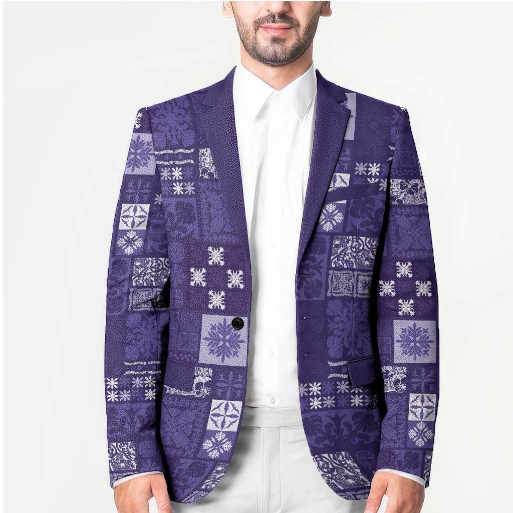 Vintage Hawaiian Quilting Patterns Blazer Purple Style Tribal Fabric Patchwork LT9 - Polynesian Pride