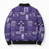 Vintage Hawaiian Quilting Patterns Bomber Puffer Jacket Purple Style Tribal Fabric Patchwork LT9 - Polynesian Pride