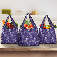 Vintage Hawaiian Quilting Patterns Grocery Bag Purple Style Tribal Fabric Patchwork LT9 3-pack One Size Purple - Polynesian Pride