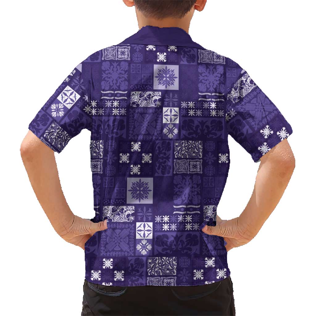 Vintage Hawaiian Quilting Patterns Hawaiian Shirt Purple Style Tribal Fabric Patchwork LT9 - Polynesian Pride
