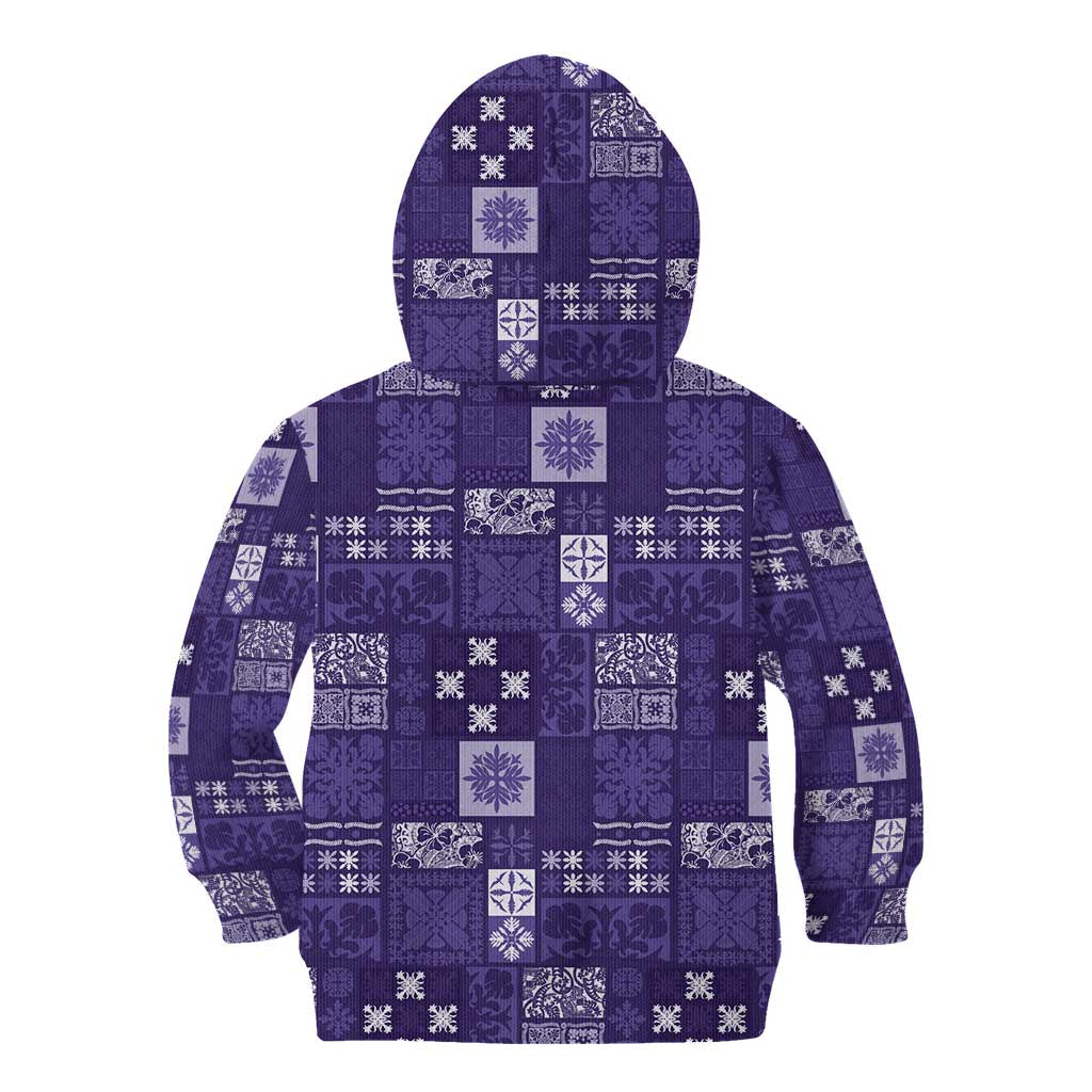 Vintage Hawaiian Quilting Patterns Kid Hoodie Purple Style Tribal Fabric Patchwork LT9 - Polynesian Pride