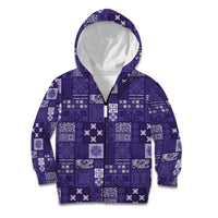 Vintage Hawaiian Quilting Patterns Kid Hoodie Purple Style Tribal Fabric Patchwork LT9 Zip Hoodie Purple - Polynesian Pride