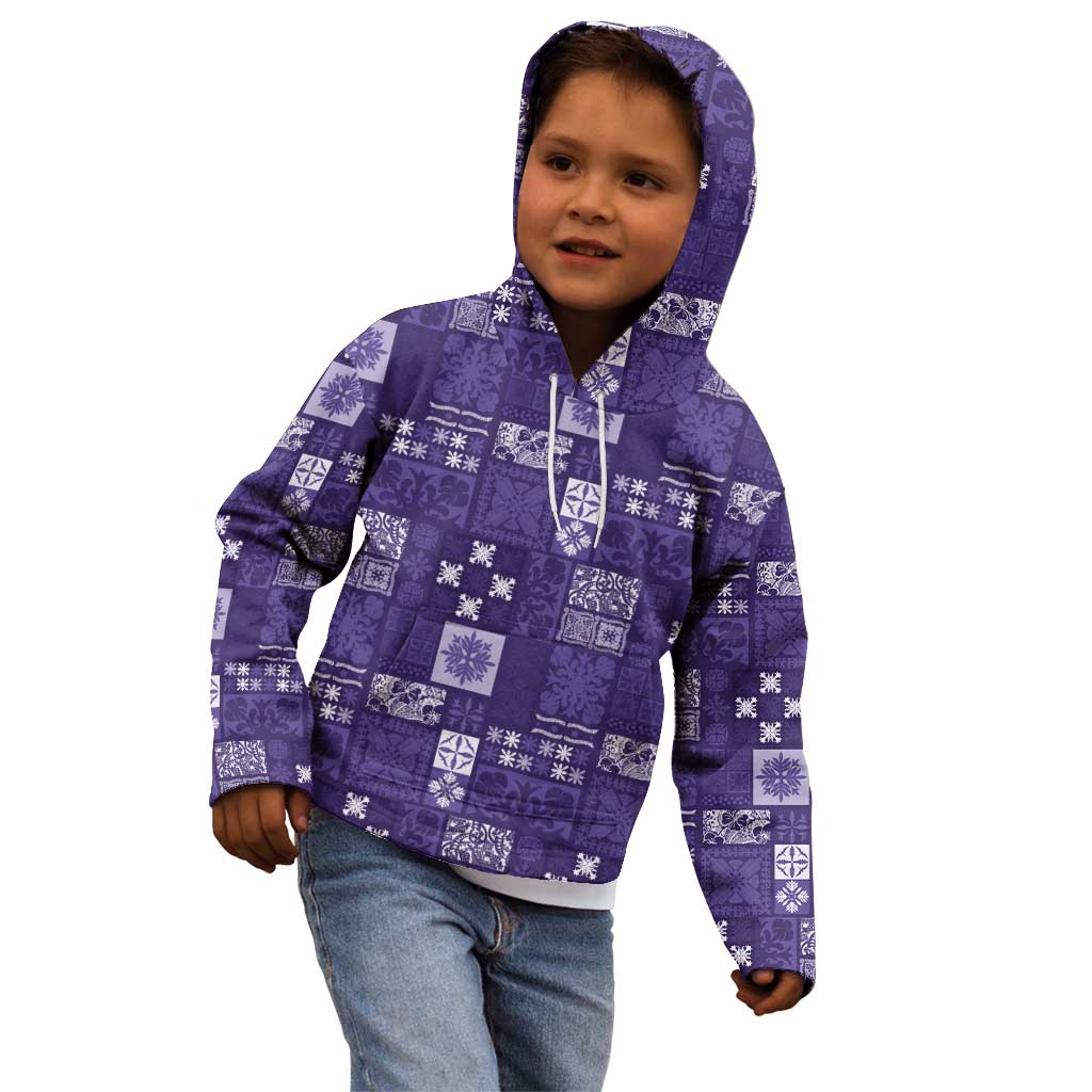 Vintage Hawaiian Quilting Patterns Kid Hoodie Purple Style Tribal Fabric Patchwork LT9 - Polynesian Pride