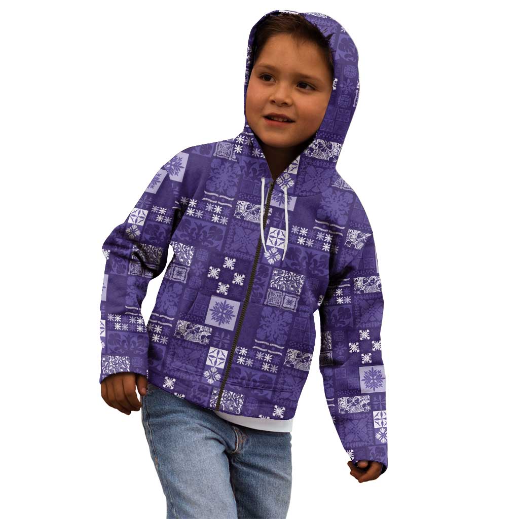 Vintage Hawaiian Quilting Patterns Kid Hoodie Purple Style Tribal Fabric Patchwork LT9 - Polynesian Pride