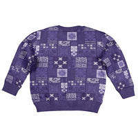 Vintage Hawaiian Quilting Patterns Kid Ugly Christmas Sweater Purple Style Tribal Fabric Patchwork LT9 - Polynesian Pride
