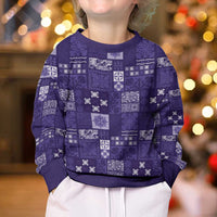 Vintage Hawaiian Quilting Patterns Kid Ugly Christmas Sweater Purple Style Tribal Fabric Patchwork LT9 - Polynesian Pride