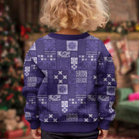 Vintage Hawaiian Quilting Patterns Kid Ugly Christmas Sweater Purple Style Tribal Fabric Patchwork LT9 - Polynesian Pride
