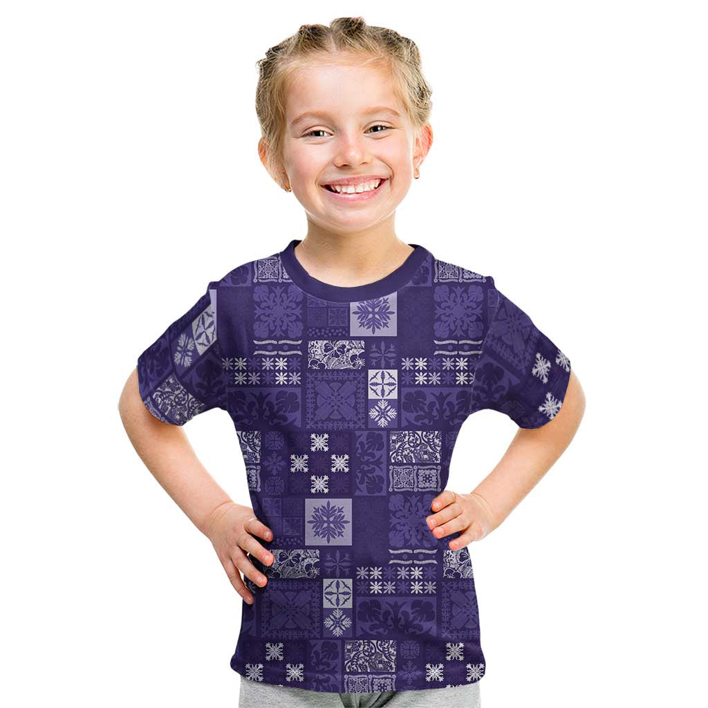 Vintage Hawaiian Quilting Patterns Kid T Shirt Purple Style Tribal Fabric Patchwork LT9 Purple - Polynesian Pride