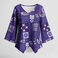 Vintage Hawaiian Quilting Patterns Kimono Sleeve Blouse Purple Style Tribal Fabric Patchwork LT9 Female Purple - Polynesian Pride