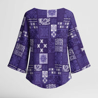 Vintage Hawaiian Quilting Patterns Kimono Sleeve Blouse Purple Style Tribal Fabric Patchwork LT9 - Polynesian Pride