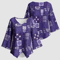 Vintage Hawaiian Quilting Patterns Kimono Sleeve Blouse Purple Style Tribal Fabric Patchwork LT9 - Polynesian Pride