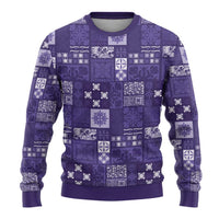 Vintage Hawaiian Quilting Patterns Ugly Christmas Sweater Purple Style Tribal Fabric Patchwork LT9 - Polynesian Pride