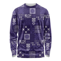 Vintage Hawaiian Quilting Patterns Long Sleeve Shirt Purple Style Tribal Fabric Patchwork LT9 Unisex Purple - Polynesian Pride