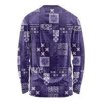 Vintage Hawaiian Quilting Patterns Long Sleeve Shirt Purple Style Tribal Fabric Patchwork LT9 - Polynesian Pride