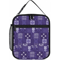 Vintage Hawaiian Quilting Patterns Lunch Bag Purple Style Tribal Fabric Patchwork LT9 10.2 × 8.3 × 4.3 inch Purple - Polynesian Pride