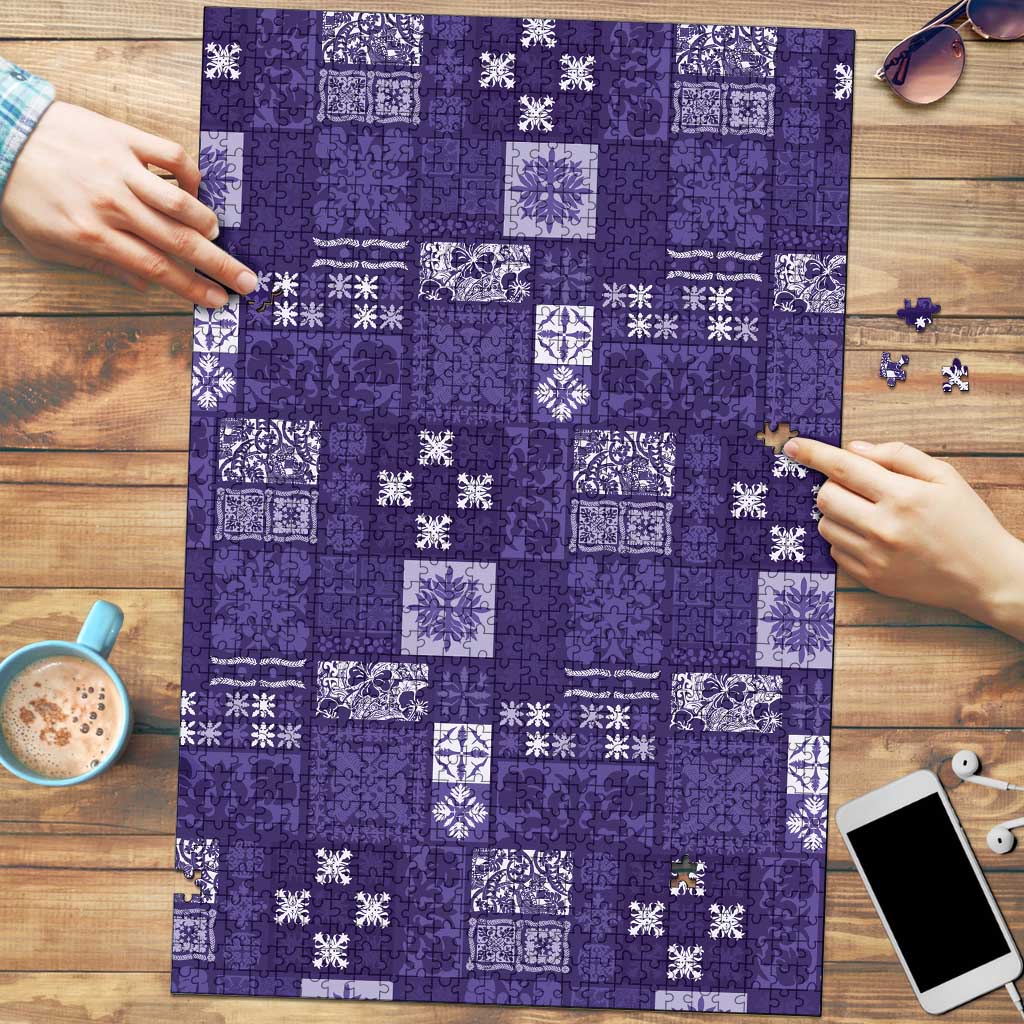 Vintage Hawaiian Quilting Patterns Puzzle Purple Style Tribal Fabric Patchwork LT9 Purple - Polynesian Pride