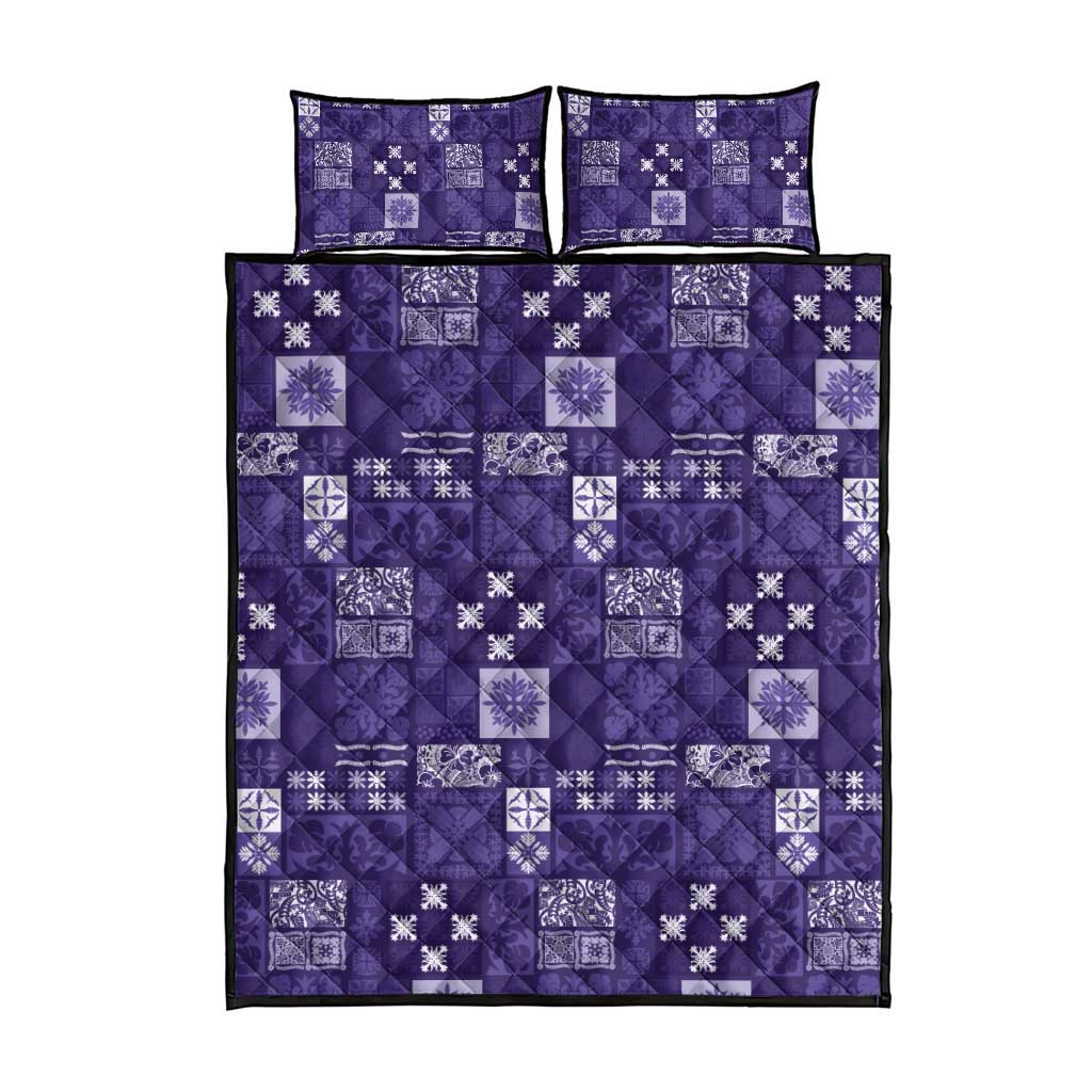 Vintage Hawaiian Quilting Patterns Quilt Bed Set Purple Style Tribal Fabric Patchwork LT9 - Polynesian Pride