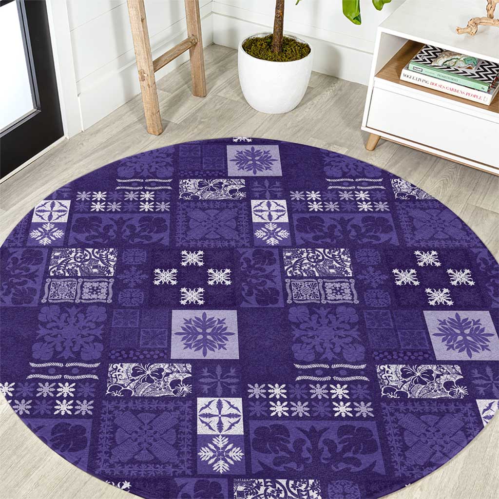 Vintage Hawaiian Quilting Patterns Round Carpet Purple Style Tribal Fabric Patchwork LT9 Purple - Polynesian Pride