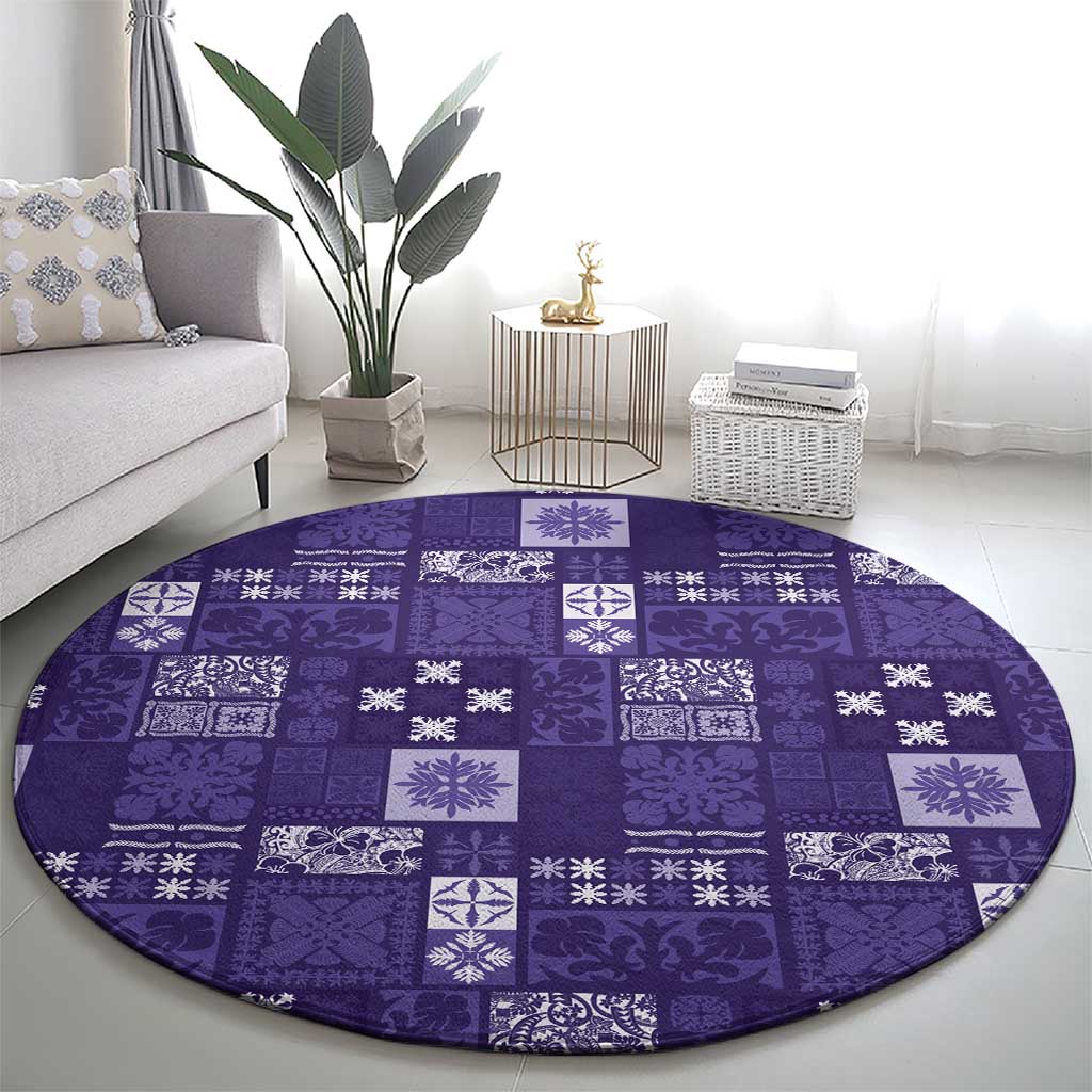 Vintage Hawaiian Quilting Patterns Round Carpet Purple Style Tribal Fabric Patchwork LT9 - Polynesian Pride