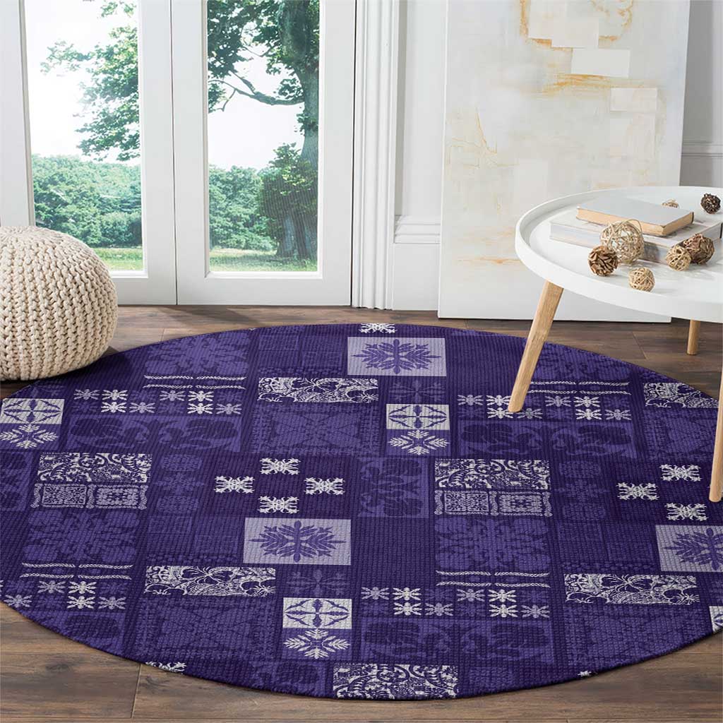 Vintage Hawaiian Quilting Patterns Round Carpet Purple Style Tribal Fabric Patchwork LT9 - Polynesian Pride