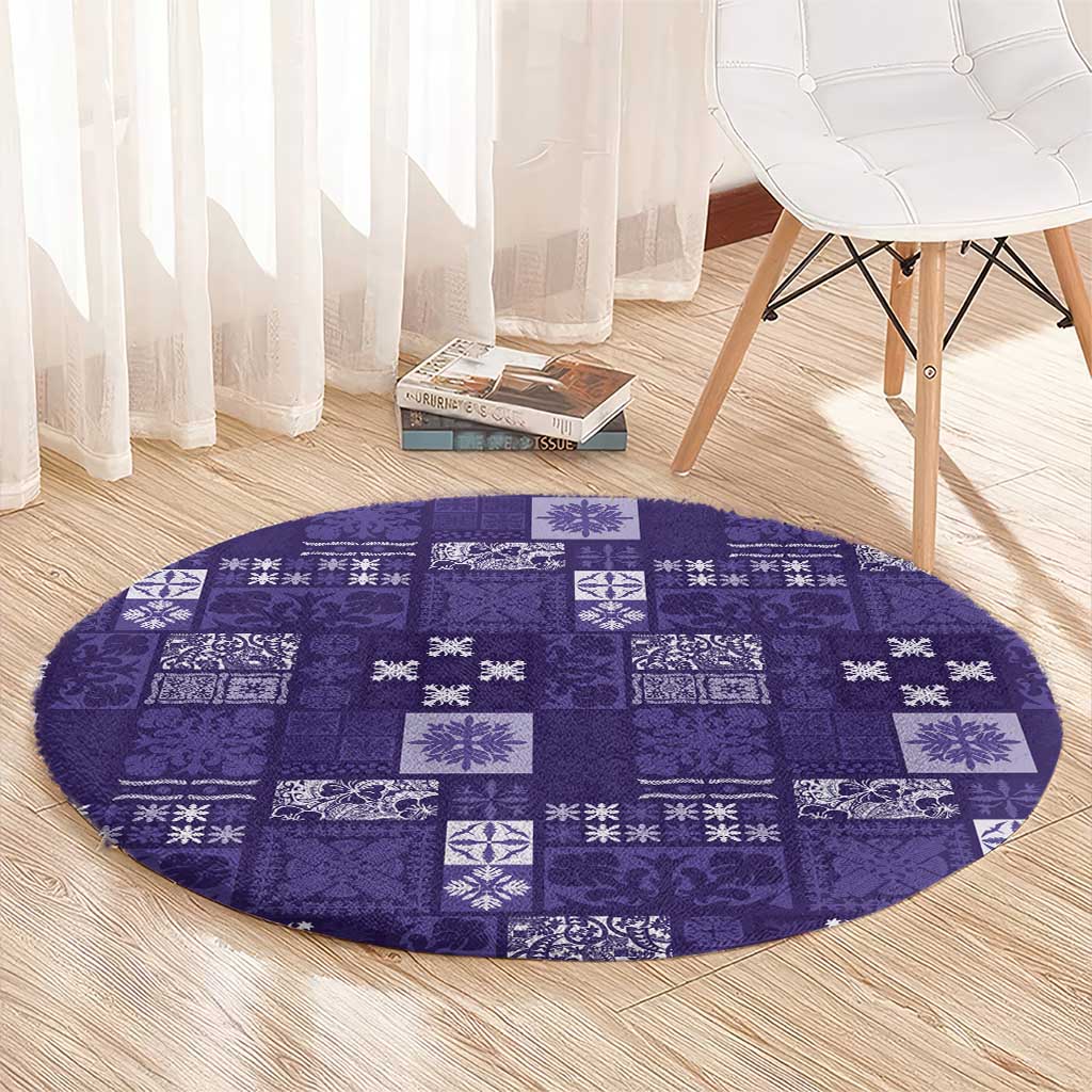 Vintage Hawaiian Quilting Patterns Round Carpet Purple Style Tribal Fabric Patchwork LT9 - Polynesian Pride
