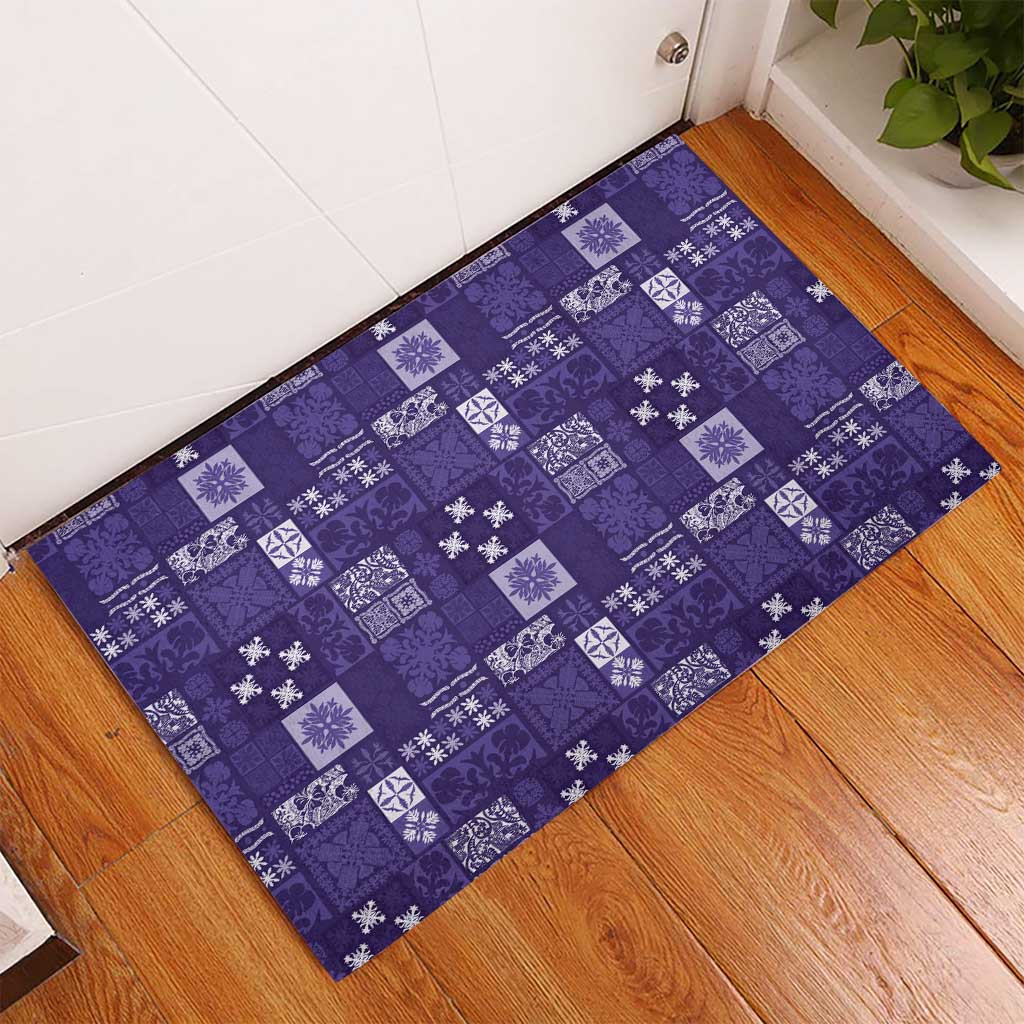 Vintage Hawaiian Quilting Patterns Rubber Doormat Purple Style Tribal Fabric Patchwork LT9 - Polynesian Pride