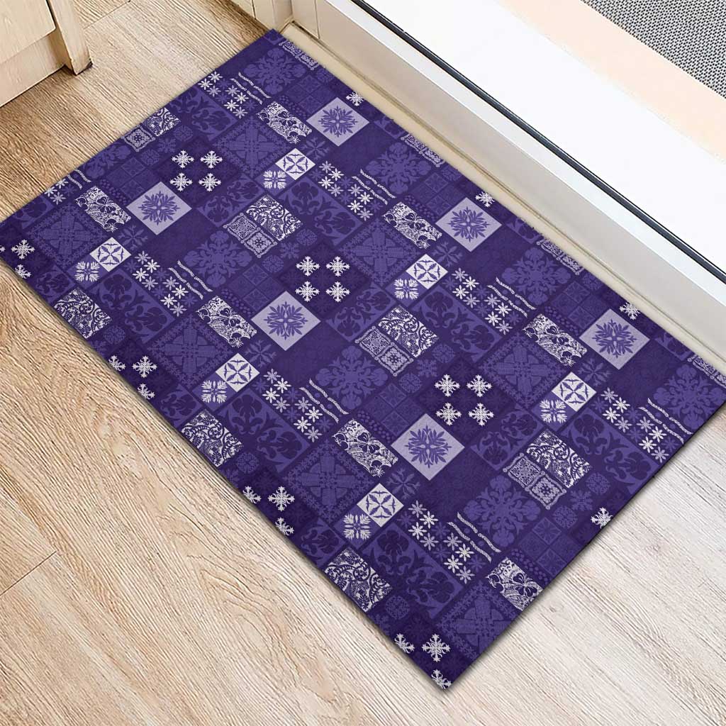 Vintage Hawaiian Quilting Patterns Rubber Doormat Purple Style Tribal Fabric Patchwork LT9 - Polynesian Pride
