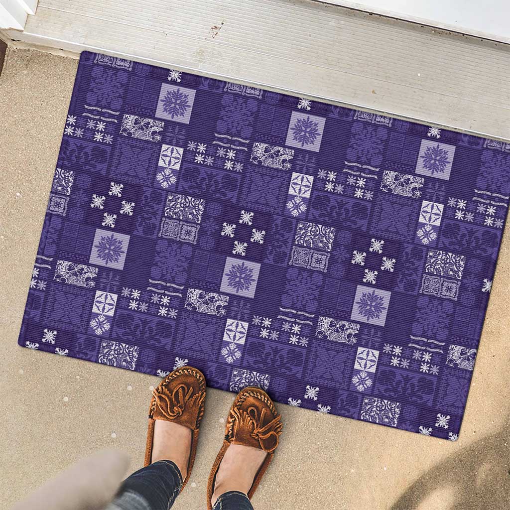 Vintage Hawaiian Quilting Patterns Rubber Doormat Purple Style Tribal Fabric Patchwork LT9 - Polynesian Pride