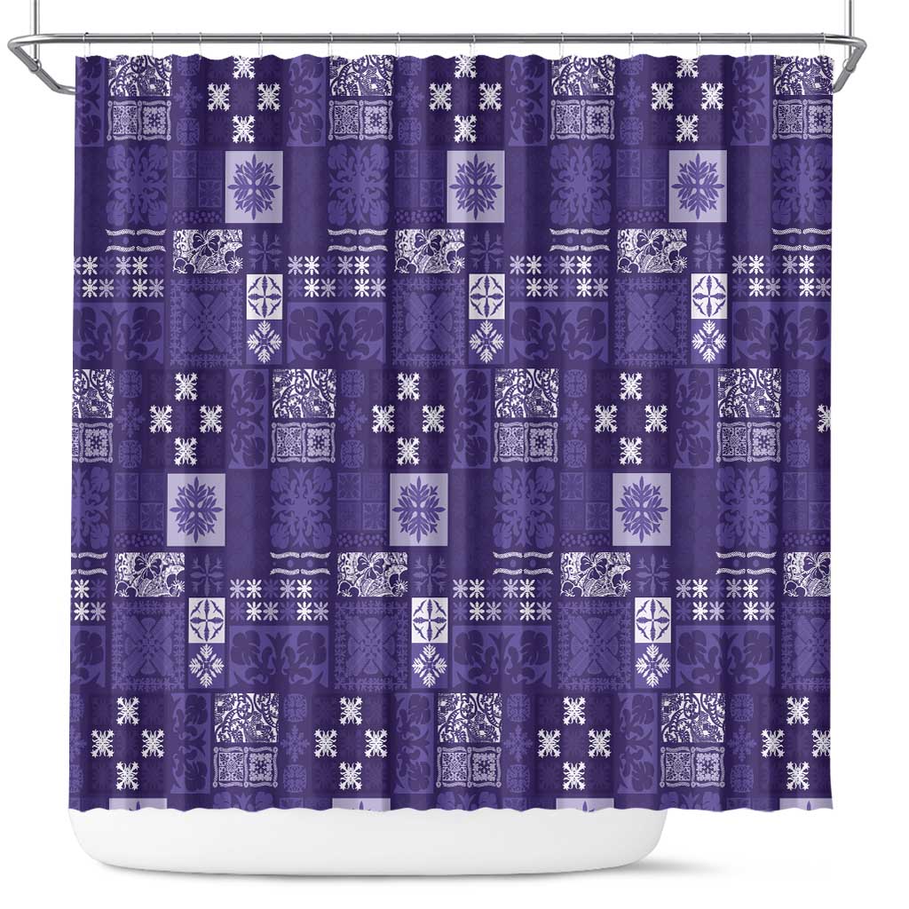 Vintage Hawaiian Quilting Patterns Shower Curtain Purple Style Tribal Fabric Patchwork LT9 Purple - Polynesian Pride