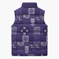 Vintage Hawaiian Quilting Patterns Sleeveless Puffer Jacket Purple Style Tribal Fabric Patchwork LT9 - Polynesian Pride
