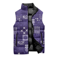 Vintage Hawaiian Quilting Patterns Sleeveless Puffer Jacket Purple Style Tribal Fabric Patchwork LT9 - Polynesian Pride