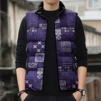Vintage Hawaiian Quilting Patterns Sleeveless Puffer Jacket Purple Style Tribal Fabric Patchwork LT9 - Polynesian Pride