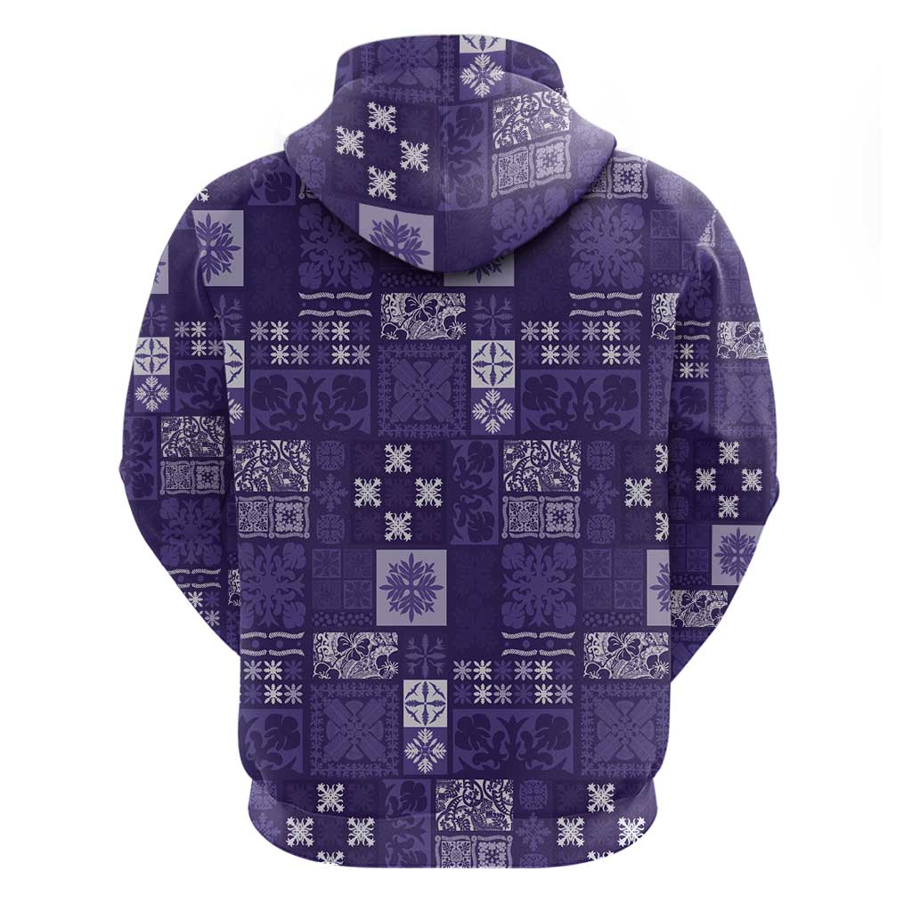 Vintage Hawaiian Quilting Patterns Zip Hoodie Purple Style Tribal Fabric Patchwork LT9 - Polynesian Pride