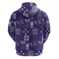 Vintage Hawaiian Quilting Patterns Zip Hoodie Purple Style Tribal Fabric Patchwork LT9 - Polynesian Pride