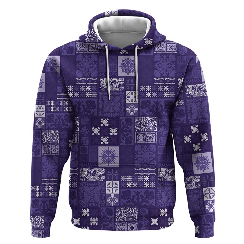 Vintage Hawaiian Quilting Patterns Zip Hoodie Purple Style Tribal Fabric Patchwork LT9 Pullover Hoodie Purple - Polynesian Pride