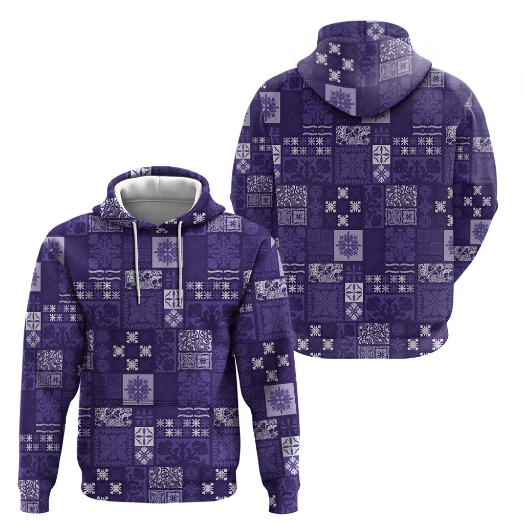 Vintage Hawaiian Quilting Patterns Zip Hoodie Purple Style Tribal Fabric Patchwork LT9 - Polynesian Pride