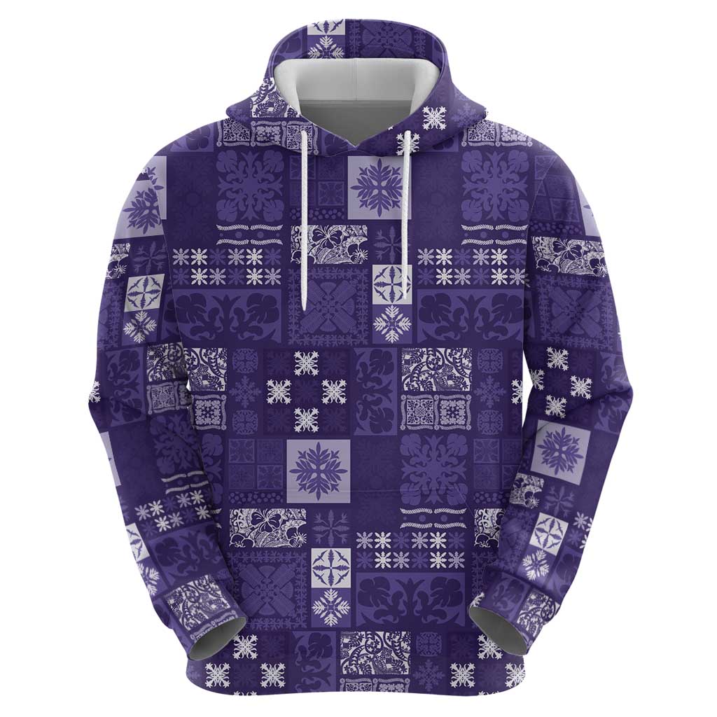 Vintage Hawaiian Quilting Patterns Zip Hoodie Purple Style Tribal Fabric Patchwork LT9 - Polynesian Pride