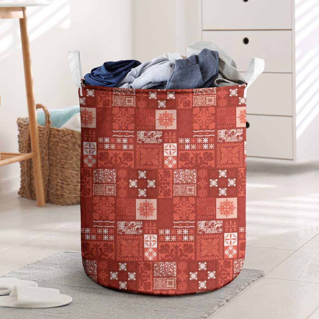 Vintage Hawaiian Quilting Patterns Laundry Basket Red Style Tribal Fabric Patchwork LT9 Red - Polynesian Pride