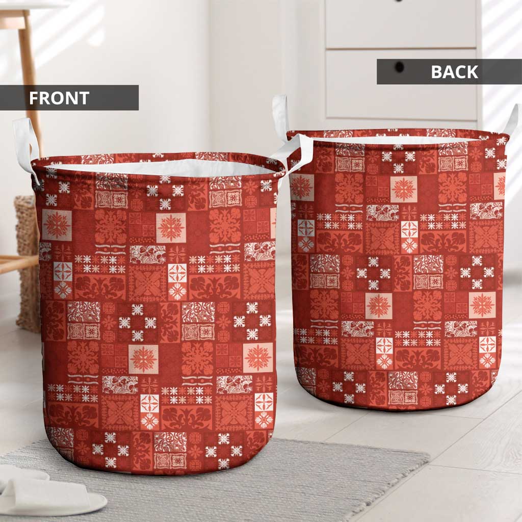 Vintage Hawaiian Quilting Patterns Laundry Basket Red Style Tribal Fabric Patchwork LT9 - Polynesian Pride