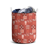 Vintage Hawaiian Quilting Patterns Laundry Basket Red Style Tribal Fabric Patchwork LT9 - Polynesian Pride