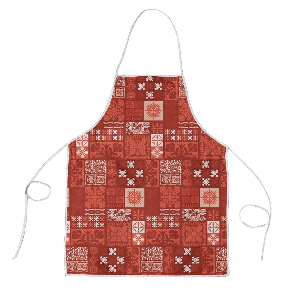Vintage Hawaiian Quilting Patterns Apron Red Style Tribal Fabric Patchwork LT9 Red - Polynesian Pride