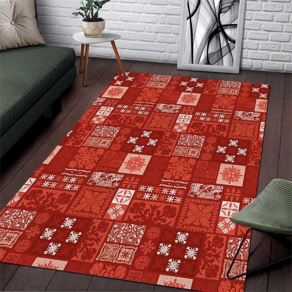 Vintage Hawaiian Quilting Patterns Area Rug Red Style Tribal Fabric Patchwork LT9 Red - Polynesian Pride