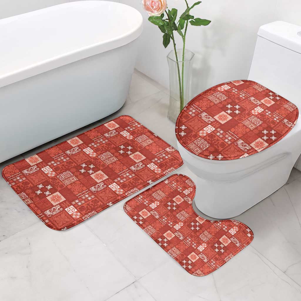 Vintage Hawaiian Quilting Patterns Bathroom Set Red Style Tribal Fabric Patchwork LT9 - Polynesian Pride