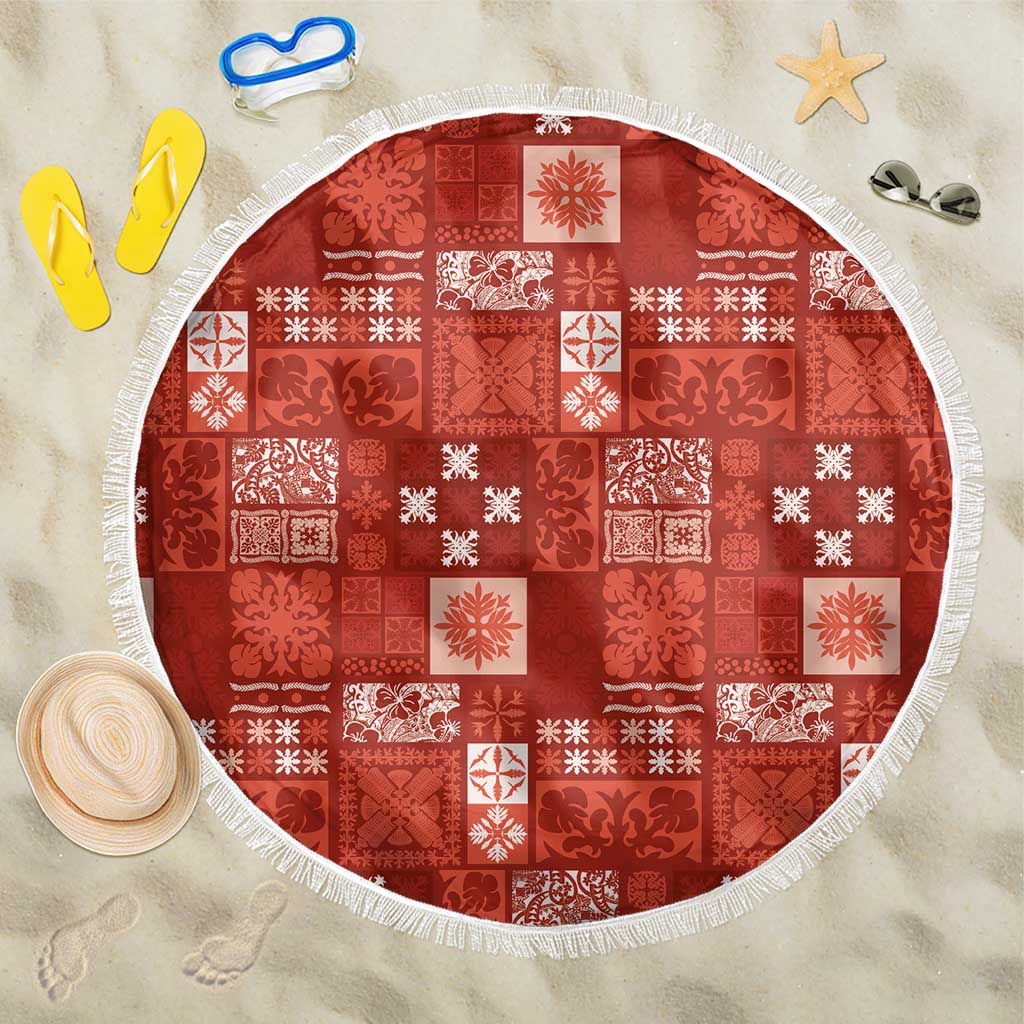 Vintage Hawaiian Quilting Patterns Beach Blanket Red Style Tribal Fabric Patchwork LT9 One Size 150cm Red - Polynesian Pride