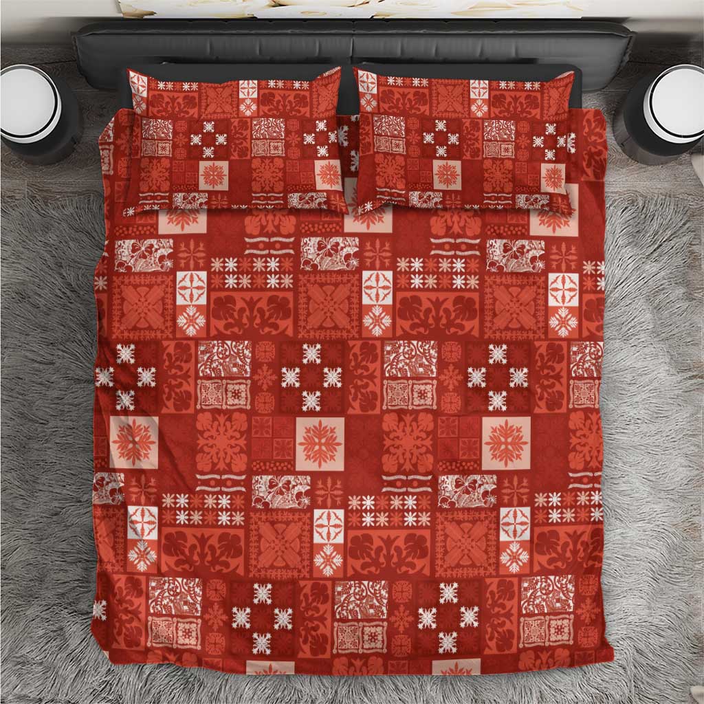 Vintage Hawaiian Quilting Patterns Bedding Set Red Style Tribal Fabric Patchwork LT9 Red - Polynesian Pride