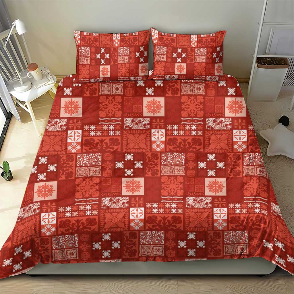 Vintage Hawaiian Quilting Patterns Bedding Set Red Style Tribal Fabric Patchwork LT9 - Polynesian Pride