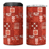 Vintage Hawaiian Quilting Patterns 4 in 1 Can Cooler Tumbler Red Style Tribal Fabric Patchwork LT9 One Size: 16 oz Red - Polynesian Pride