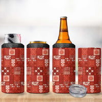 Vintage Hawaiian Quilting Patterns 4 in 1 Can Cooler Tumbler Red Style Tribal Fabric Patchwork LT9 - Polynesian Pride