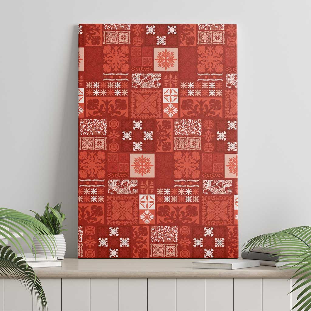 Vintage Hawaiian Quilting Patterns Canvas Wall Art Red Style Tribal Fabric Patchwork LT9 - Polynesian Pride