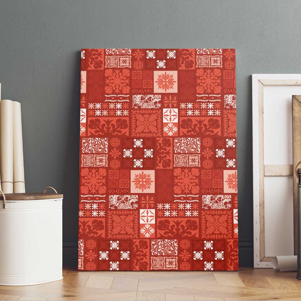 Vintage Hawaiian Quilting Patterns Canvas Wall Art Red Style Tribal Fabric Patchwork LT9 - Polynesian Pride